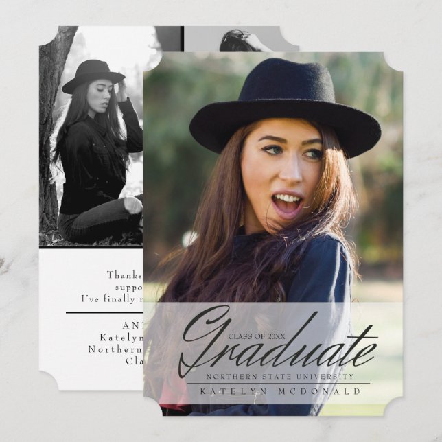 Mature & Elegan Graduate, Graduation Announcements (Front/Back)