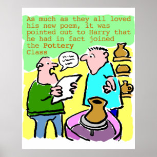 Mature Student Reads a Poem in the Pottery Class Poster