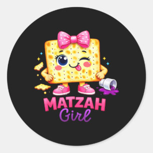 Matzah Girl Happy ver Jewish Pesach Seder Classic Round Sticker