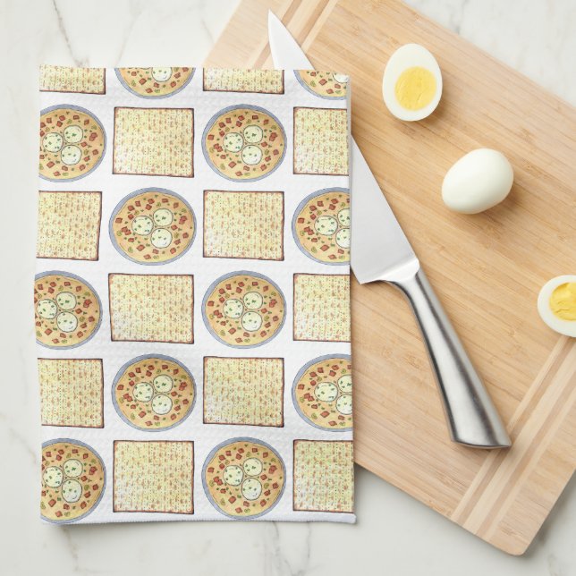 Matzo Ball Soup Matzah Flatbread Passover Cuisine Kitchen Towel (Quarter Fold)