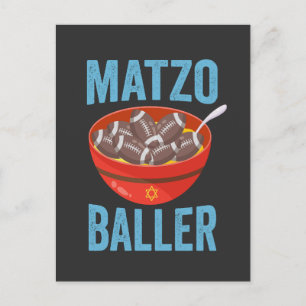 Matzo Baller Funny Football Hanukkah Rugby Gift Invitation Postcard