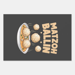Matzo Baller Hanukkah Food Jewish Culture Wrapping Paper Sheets