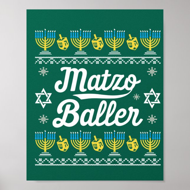 Matzo Baller Long Sleeve Funny Hanukkah Gifts Poster (Front)