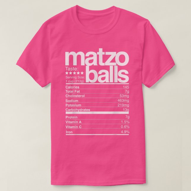 Matzo Balls Nutritional Facts Jewish Hanukkah Funn T-Shirt (Design Front)