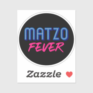 Matzo Fever Blue Pink Retro Slogan Jewish  Sticker