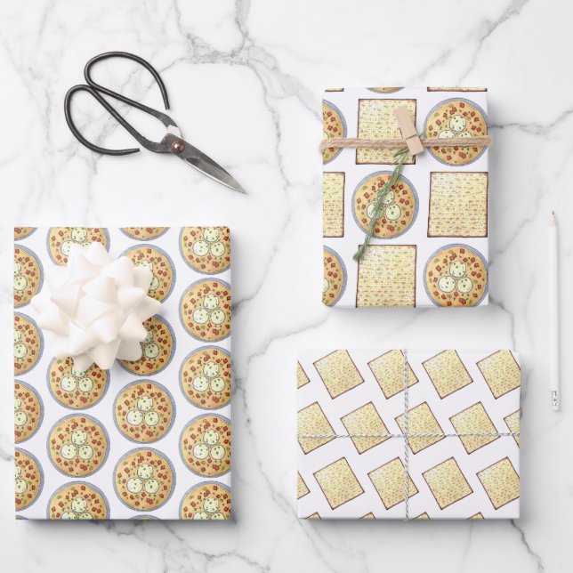 Matzo Matzah Ball Soup Jewish Cuisine Passover Wrapping Paper Sheets (Front)