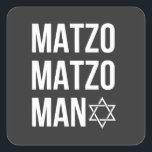 Matzo Matzo Man Jewish Hanukkah  Square Sticker<br><div class="desc">Jewish holiday humor,  Hanukkah parody,  funny Jewish shirt,  matzo pun,  Matzo Man joke,  retro Hanukkah joke,  festive Jewish gift,  Hanukkah 2025,  matzah song pun,  cultural food joke</div>