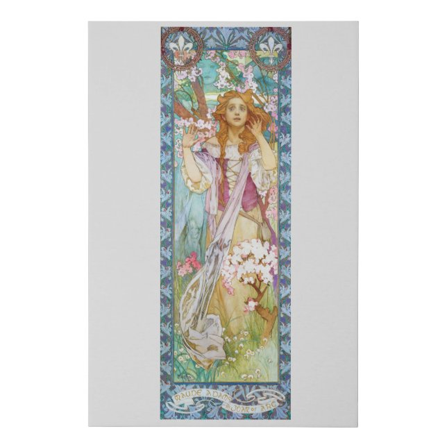 Maud Adams as Joan of Arc, Mucha Faux Canvas Print (Front)