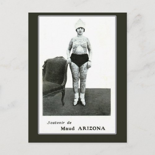 Maud Arizona Tattooed Wonder Lady Postcard
