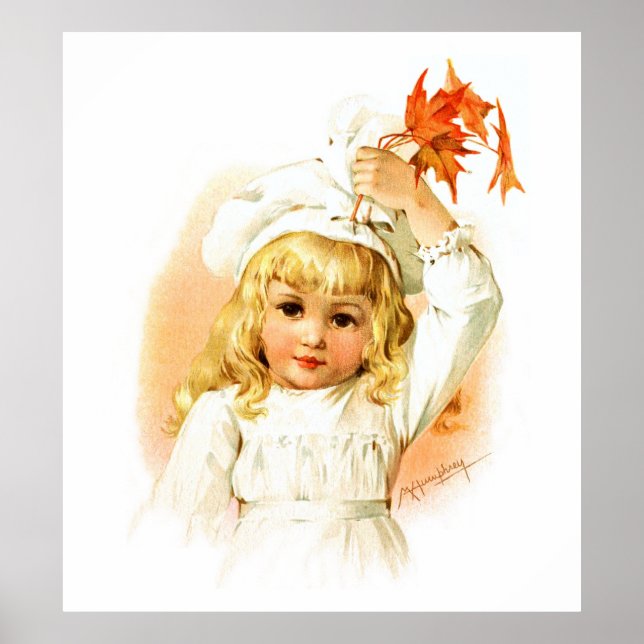 Maud Humphrey: Autumn Girl with Maple Leafs Poster (Front)