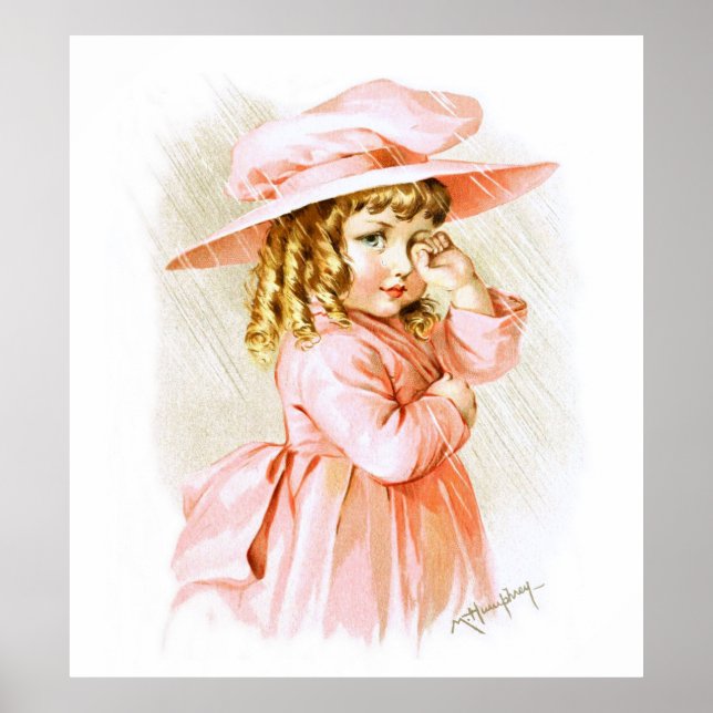 Maud Humphrey: Spring Girl in the Rain Poster (Front)