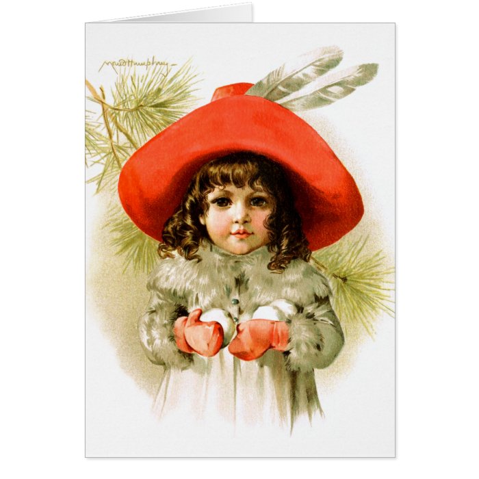 Maud Humphrey Winter Girl with Snowballs Cards