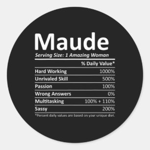 Maude Nutrition Personalized Name Funny Christmas Classic Round Sticker