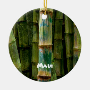 Maui Bamboo and Painted Trees Ceramic Ornament