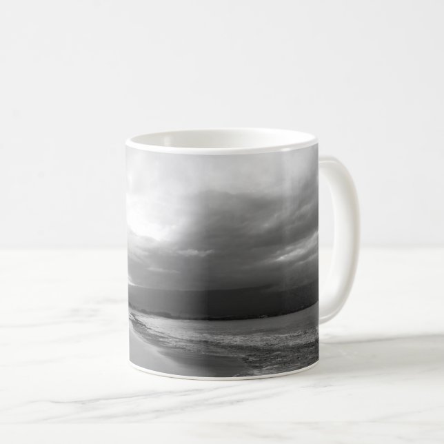 Maui Beach Coffee Mug | Black and White (Front Right)