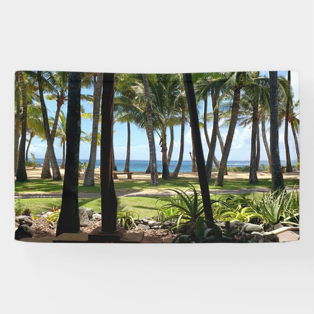 Maui Beach Hawaii Palm Trees Banner (Horizontal)