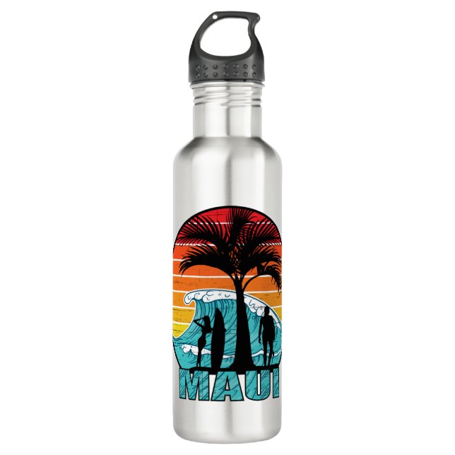 Maui Beach Hawaii Stainless Steel Water Bottle (Front)