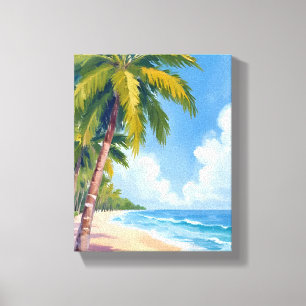 Maui Beach Palm Trees Hawaii Painting Canvas Print