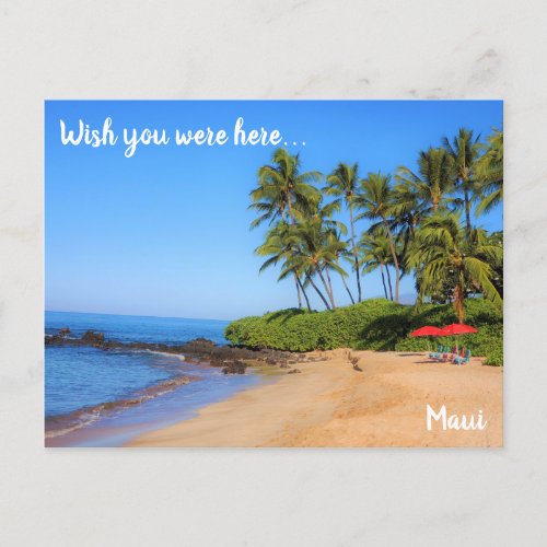 Maui Beach Umbrella Wish You Were Here Postcard