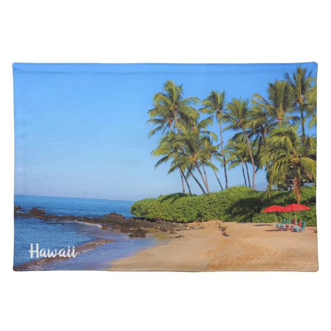 Maui Beach Umbrellas Cloth Placemat (Front)