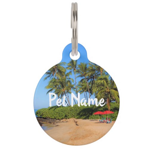 Maui Beach Umbrellas Pet ID Tag