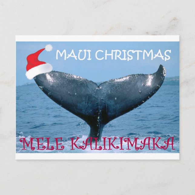 MAUI CHRISTMAS "MELE KALIKIMAKA" WHALE TAIL CARD (Front)