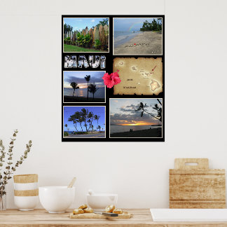 Maui Collage with Your Photos and Date Poster