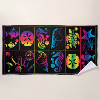 Maui colorful sea life beach towel