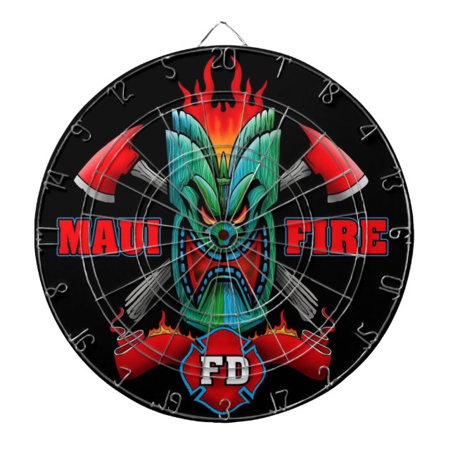 Maui Fire Dartboard With Darts (Front)