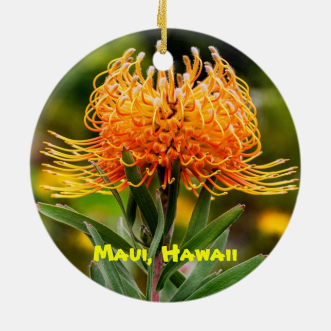 Maui Flowers, Lavender & Protea, Ceramic Ornament (Back)