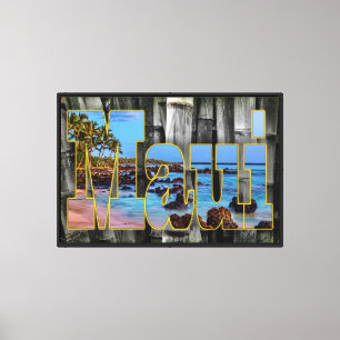 Maui Graphics on Bamboo Background Canvas Print