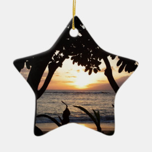 Maui Hawaii Beach Sunset Ceramic Ornament