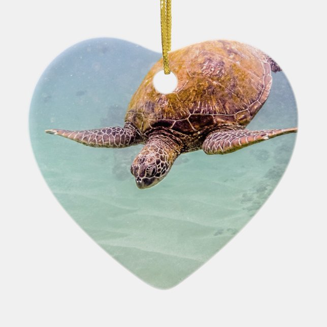 Maui Hawaii Beach Turtle 2014 Ceramic Ornament (Front)