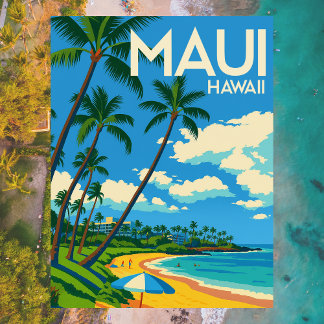 Maui Hawaii Beach Vintage Travel Postcard