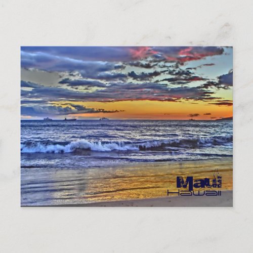 Maui Hawaii beach waves postcard