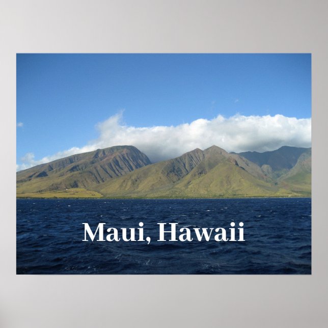 Maui Hawaii Beautiful Mountains Ocean Poster (Front)