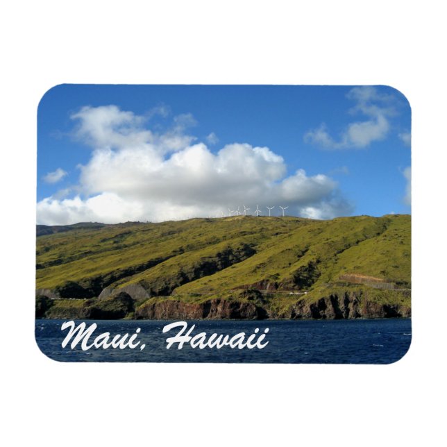Maui Hawaii Beautiful Ocean Mountains Photography Magnet (Horizontal)