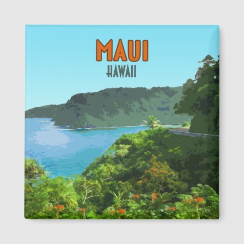 Maui Hawaii Coast Hana Road Vintage Magnet