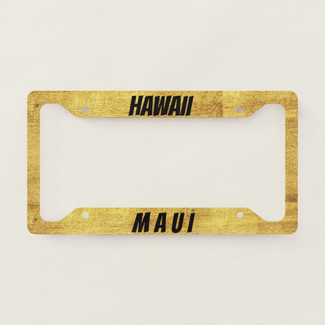Maui Hawaii Golden License Plate Frame (Front)