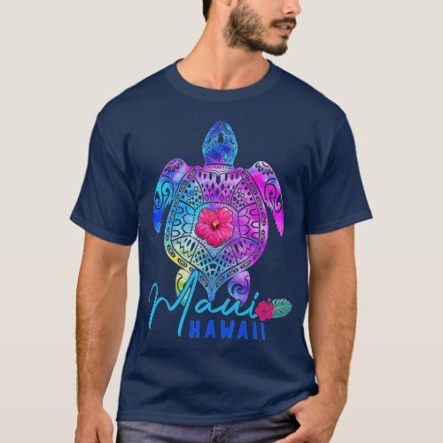 Maui Hawaii Hawaiian Tie Dye Sea Turtle Vacation S T_Shirt