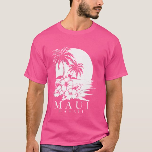 Maui Hawaii Hibiscus Hawaiian Flowers Souvenir Sur T-Shirt (Front)