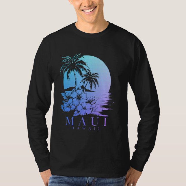 Maui Hawaii Hibiscus Hawaiian Flowers Souvenir Sur T-Shirt (Front)