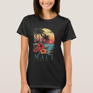 Maui Hawaii Hibiscus Hawaiian Flowers Souvenir Sur T-Shirt