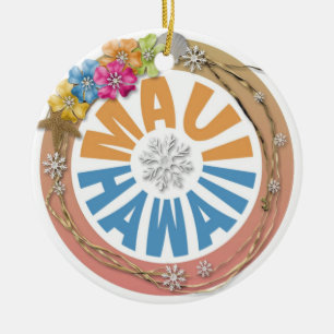 Maui Hawaii hibiscus holiday ornament
