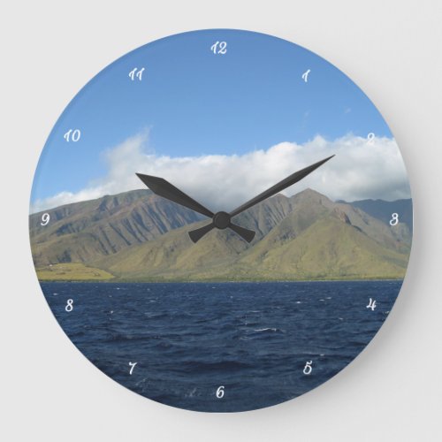 Maui Hawaii Island Beautiful Mountains Ocean Large Clock