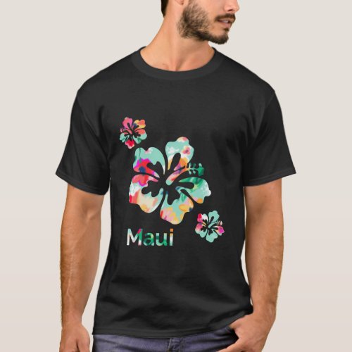 Maui Hawaii Islands Hawaiian Hibiscus Flowers Surf T_Shirt