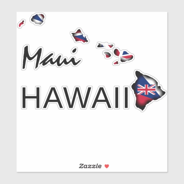 MAUI - HAWAII ISLANDS HI Flag BLK Sticker (Sheet)