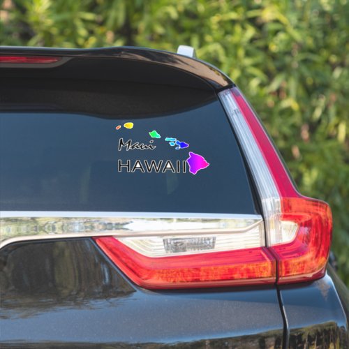 MAUI _ HAWAII ISLANDS NEON RAINBOW STICKER