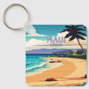 Maui Hawaii Kaanapali Beach Vintage Retro Keychain