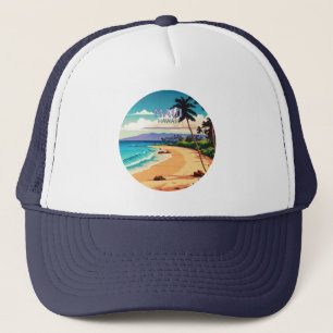Maui Hawaii Kaanapali Beach Vintage Retro Trucker Hat